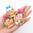 Load image into Gallery viewer, Easter Corgi Basket Brooches