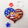 Load image into Gallery viewer, Pawtriotic Frappy Red Corgi Heart-shaped USA Flag Brooch