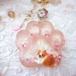 Load image into Gallery viewer, Rose Quartz Red Corgi Paw Liquid Shaker Keychain