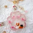 Load image into Gallery viewer, Rose Quartz Sable Corgi Paw Liquid Shaker Keychain