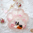 Load image into Gallery viewer, Rose Quartz Black Corgi Paw Liquid Shaker Keychain