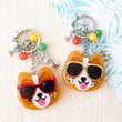 Load image into Gallery viewer, Sunset Strip Corgi with Silver Shades Liquid Shaker Charm