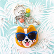 Load image into Gallery viewer, Sunset Strip Corgi with Blue Shades Liquid Shaker Charm