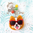 Load image into Gallery viewer, Sunset Strip Corgi with Red Shades Liquid Shaker Charm