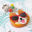 Load image into Gallery viewer, Sunset Strip Corgi with Red Shades Liquid Shaker Charm