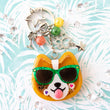Load image into Gallery viewer, Sunset Strip Corgi with Green Shades Liquid Shaker Charm