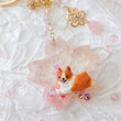 Load image into Gallery viewer, Rose Quartz Corgi Sakura Liquid Shaker Keychain