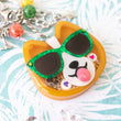 Load image into Gallery viewer, Sunset Strip Corgi with Green Shades Liquid Shaker Charm