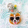 Load image into Gallery viewer, Sunset Strip Corgi with Silver Shades Liquid Shaker Charm