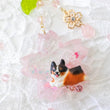 Load image into Gallery viewer, Rose Quartz Black Corgi Sakura Liquid Shaker Keychain