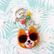 Load image into Gallery viewer, Sunset Strip Corgi with Red Shades Liquid Shaker Charm