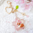 Load image into Gallery viewer, Rose Quartz Corgi Sakura Liquid Shaker Keychain