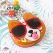 Load image into Gallery viewer, Sunset Strip Corgi with Red Shades Liquid Shaker Charm