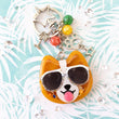 Load image into Gallery viewer, Sunset Strip Corgi with Silver Shades Liquid Shaker Charm