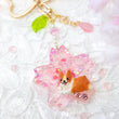 Load image into Gallery viewer, Crushed Shells Corgi Love Sakura Liquid Shaker Keychain