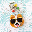 Load image into Gallery viewer, Sunset Strip Corgi with Gold Shades Liquid Shaker Charm