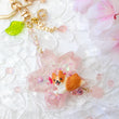 Load image into Gallery viewer, Rose Quartz Corgi Sakura Liquid Shaker Keychain