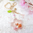 Load image into Gallery viewer, Rose Quartz Corgi Sakura Liquid Shaker Keychain