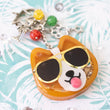 Load image into Gallery viewer, Sunset Strip Corgi with Gold Shades Liquid Shaker Charm