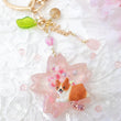 Load image into Gallery viewer, Rose Quartz Corgi Sakura Liquid Shaker Keychain