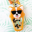 Load image into Gallery viewer, Boba Tea Corgi with Shades Liquid Shaker Charm