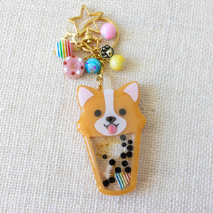 Boba Tea Corgi Liquid Shaker Charm