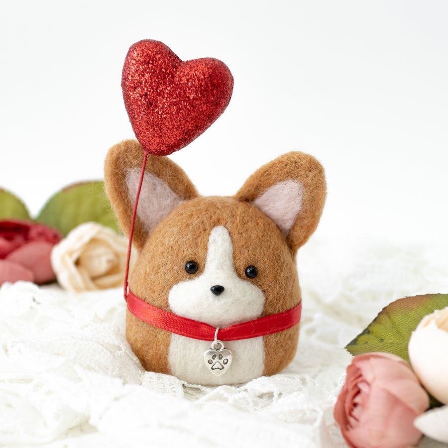 Valentine Corgi with Heart Balloon Ornament