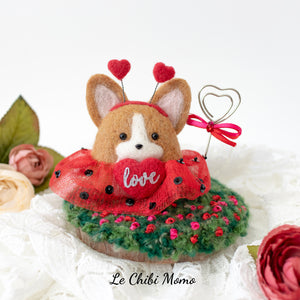 Valentine Corgi Love Bug in Tutu Photo Stand