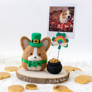 Leprechaun Corgi with Pot of Gold Photo Stand