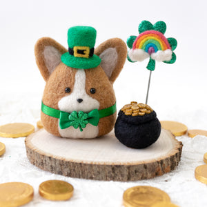 Leprechaun Corgi with Pot of Gold Photo Stand