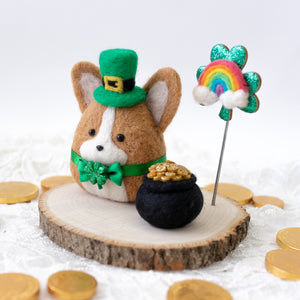 Leprechaun Corgi with Pot of Gold Photo Stand