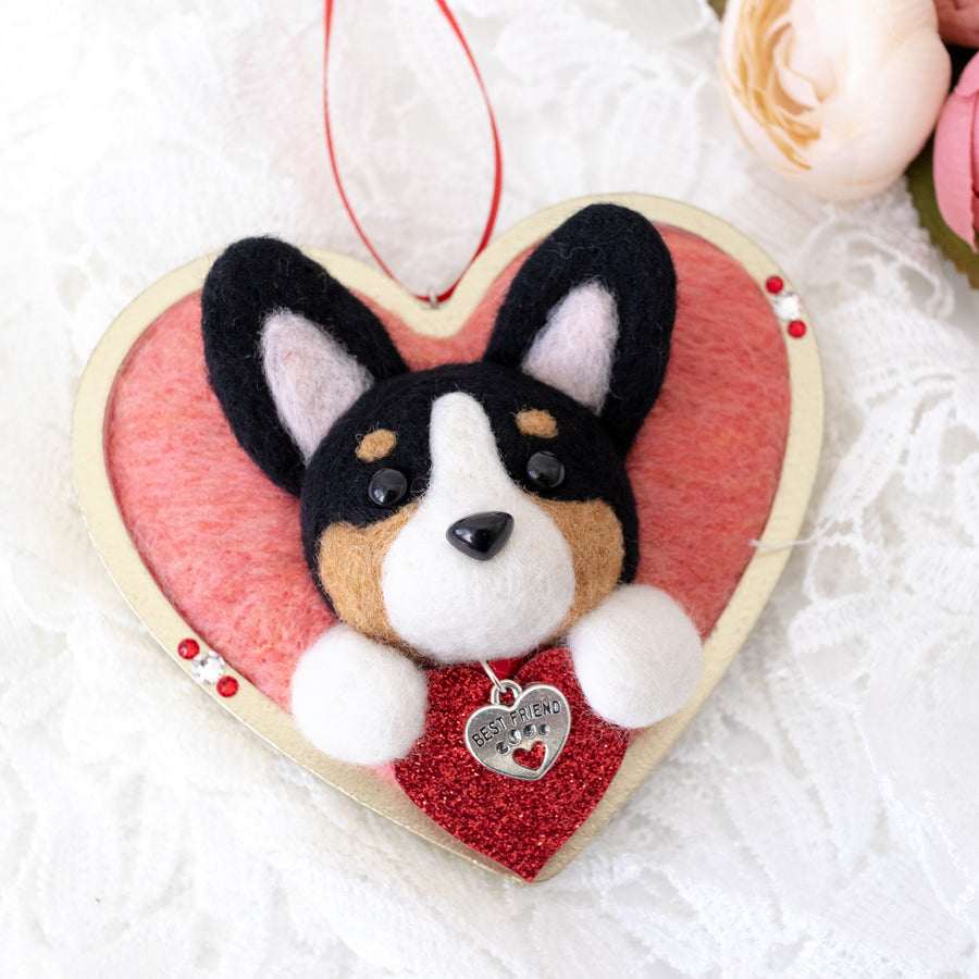 Valentine Corgi Heart Ornaments