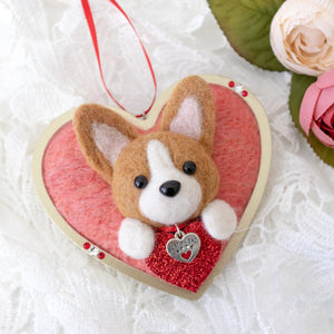 Valentine Corgi with "Best Friend" pendant Heart Ornament