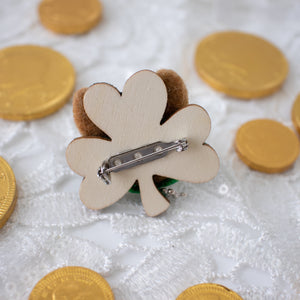 Lucky Corgi Clover Brooch