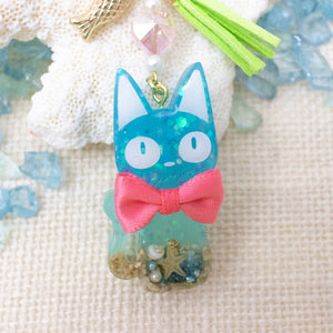 Jiji Cat Liquid Shaker Charm Keychain [Glows in the Dark]