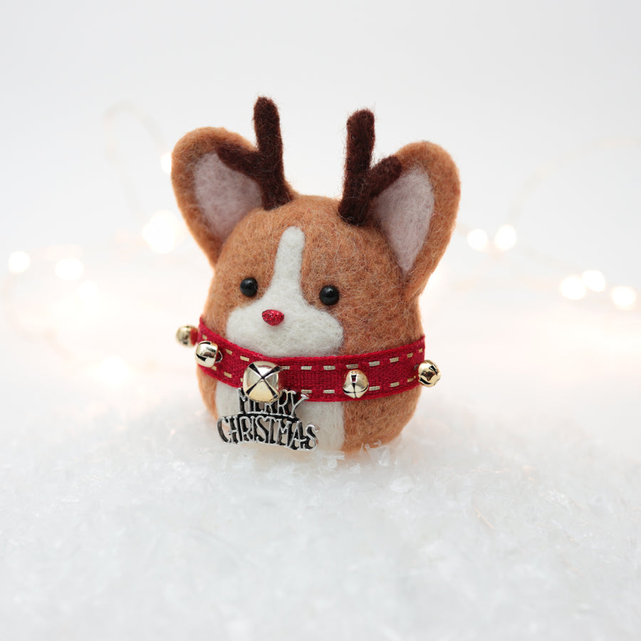 Rudolph Corgi with Jingle Bells Snow Globe