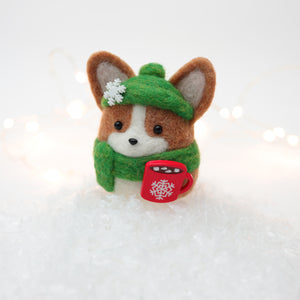 Winter Corgi with Hot Cocoa Snow Globe