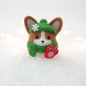 Winter Corgi with Hot Cocoa Snow Globe