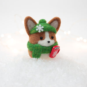 Winter Corgi with Hot Cocoa Snow Globe