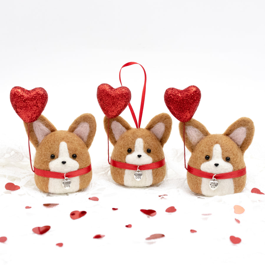[PREORDER] Valentine Corgi with "❤ MY DOG" pendant Ornament