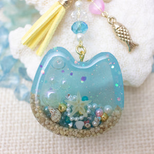 Small Cat Liquid Shaker Charm Keychain [Glows in the Dark]