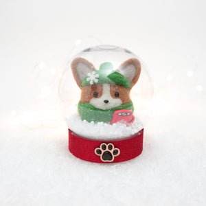 Winter Corgi with Hot Cocoa Snow Globe