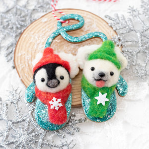 Penguin and Polar Bear Mittens Ornament