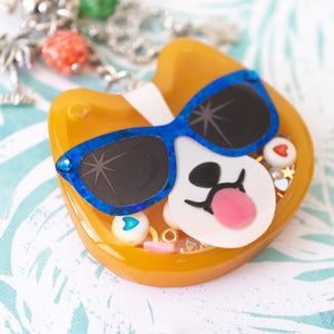 Sunset Strip Corgi with Blue Shades Liquid Shaker Charm