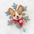 Load image into Gallery viewer, [PREORDER] Winter Corgi Snowflake Brooch/ Magnet/ Badge Reel
