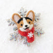 Load image into Gallery viewer, [PREORDER] Winter Corgi Snowflake Brooch/ Magnet/ Badge Reel
