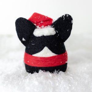 [PREORDER]  Santa Black Corgi with Wreath  Ornament