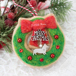 Wreath with Corgi Charm Cookie Ornament