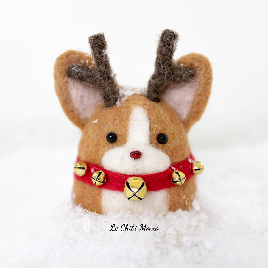 Rudolph Corgi with Jingle Bells Snow Globe