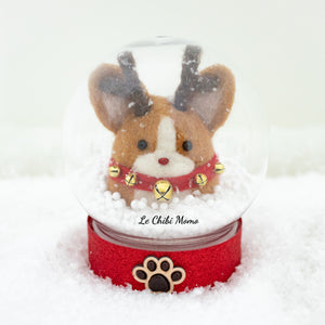 Rudolph Corgi with Jingle Bells Snow Globe